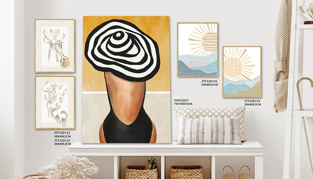 Elevate Spaces with Radiance: A Collection of 5 Golden Abstract Wall Art Pieces for Wholesale