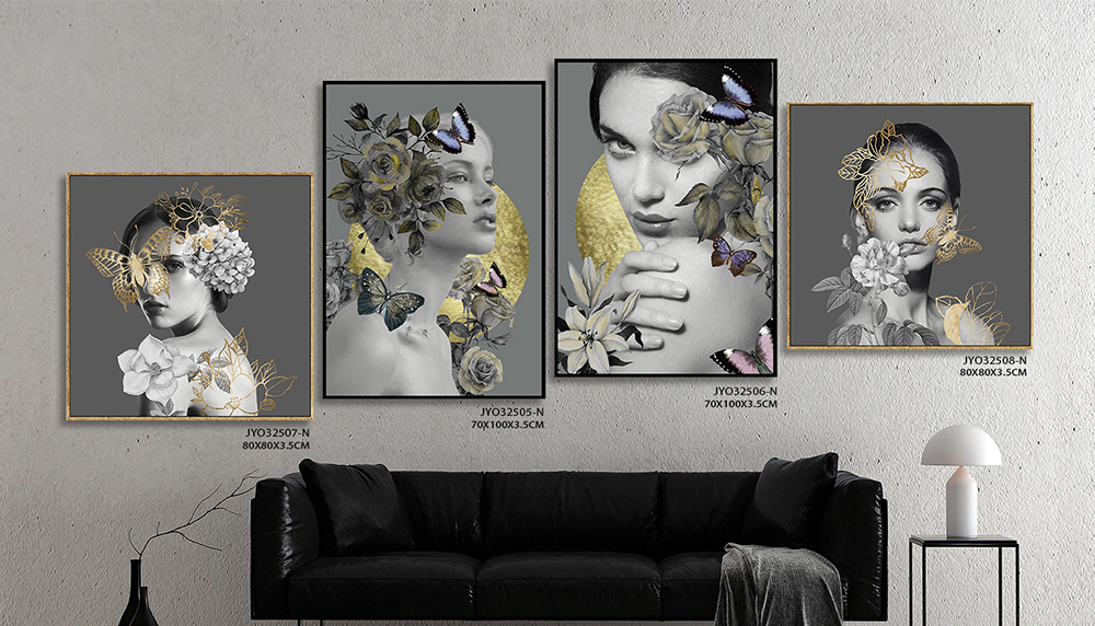 Radiant Portraits: Introducing a Collection of 4 Women's Portrait Paintings with Golden Foil Accents - Wholesale Beauty