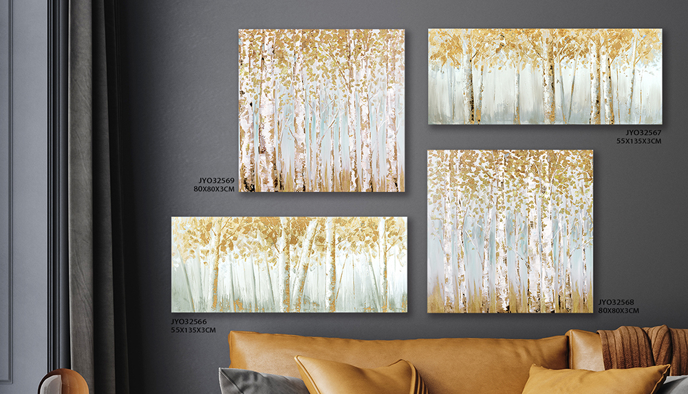 Discover the Magic of Handmade Forest Paintings with Gold Foil Accents
