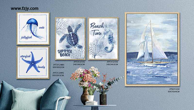Seascape Wall Art Prints Sailboat Canvas painting and Aquatic creatures wall prints