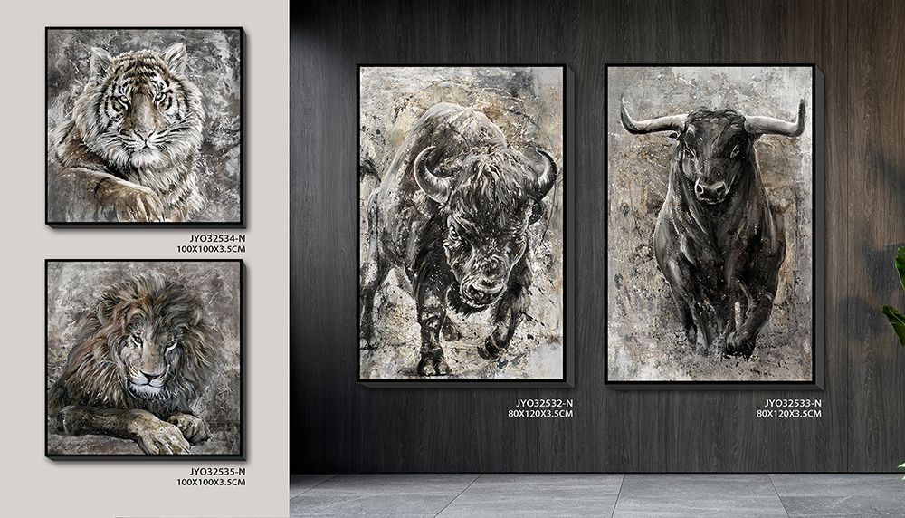 Elevate Wholesale Spaces with Majestic Wildlife: A Quartet of Handcrafted Animal Paintings
