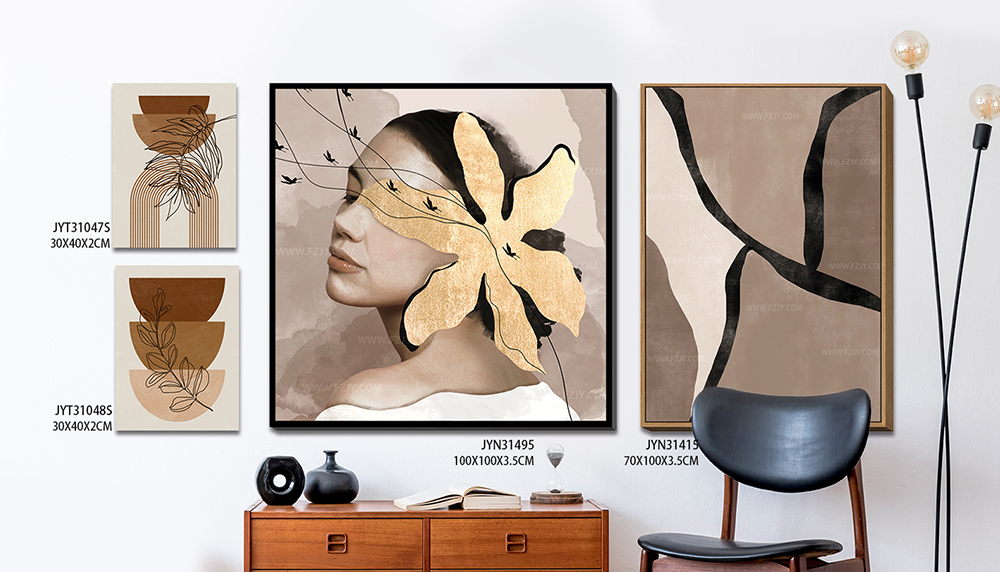 Introducing a Set of Nordic Minimalist Canvas Paintings with Floating Frame