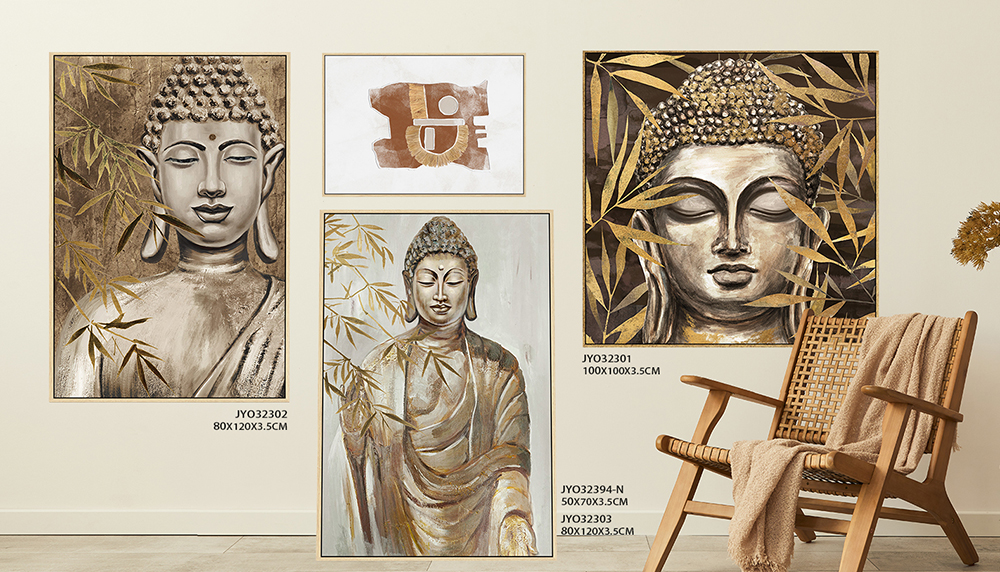 Discover Serenity: Handcrafted Buddha Art with Gold Foil